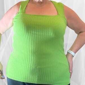 Torrid Ribbed Square-Neck Tank Top – Lime Green, Size 2X (Plus Size)